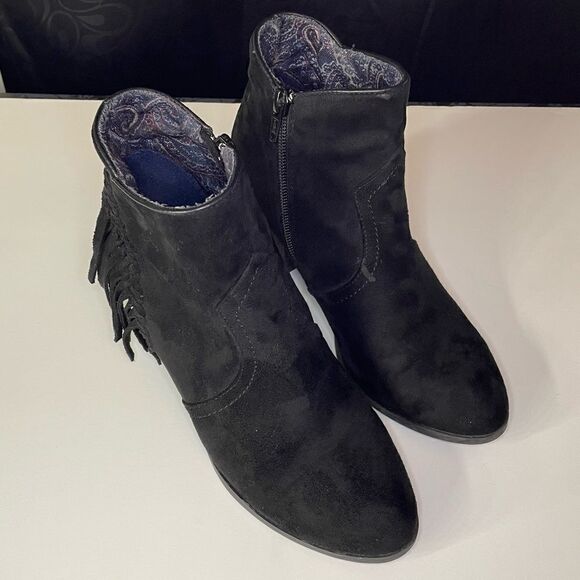 Report Black Fringe Booties size 7 - Picture 2 of 11